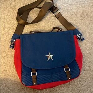 Marvel Avengers Endgame  Blue and Red Star Accent Crossbody Bag